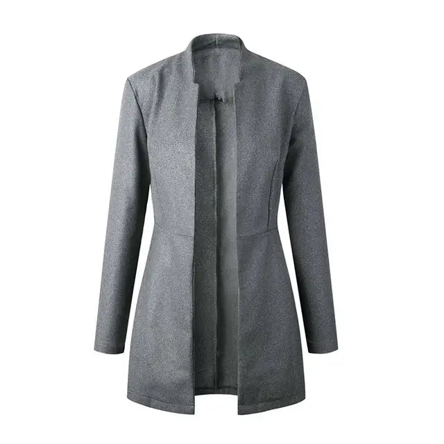 jacket blazer Women for Work white Fashion Formal female - Medium Grey / L