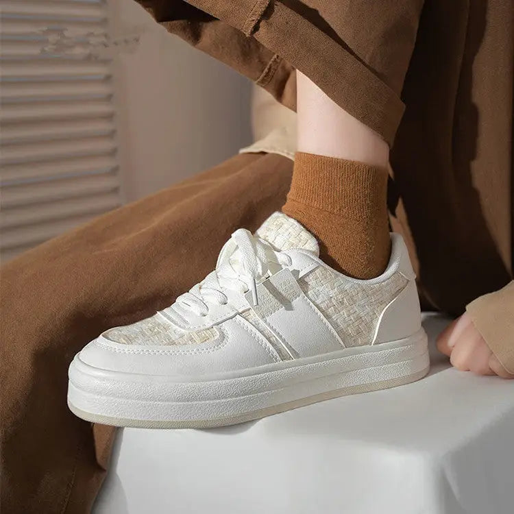 Japanese Style White Thick Bottom Leisure Sports Board Shoes Beyond Trends Hub