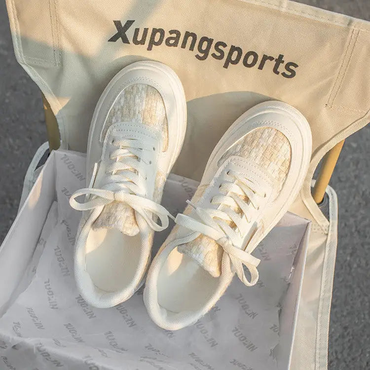 Japanese Style White Thick Bottom Leisure Sports Board Shoes Beyond Trends Hub