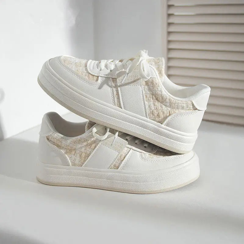 Japanese Style White Thick Bottom Leisure Sports Board Shoes Beyond Trends Hub