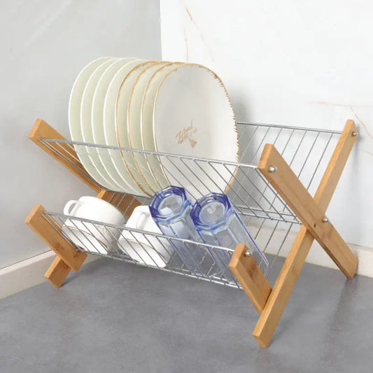 Kitchen Bamboo Folding Dishes Draining Storage Rack Beyond Trends Hub
