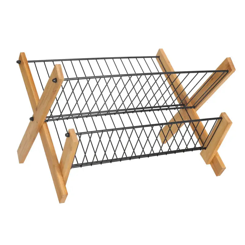 Kitchen Bamboo Folding Dishes Draining Storage Rack Beyond Trends Hub