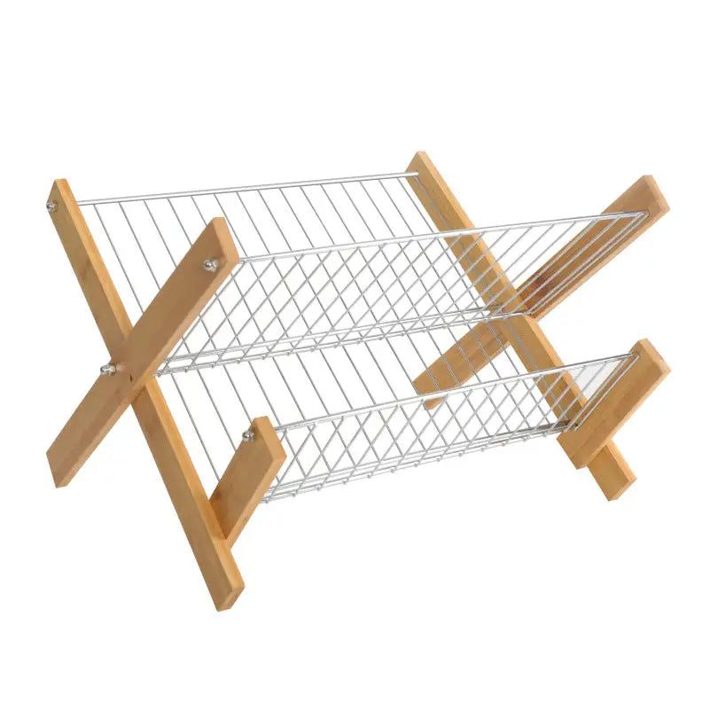 Kitchen Bamboo Folding Dishes Draining Storage Rack Beyond Trends Hub