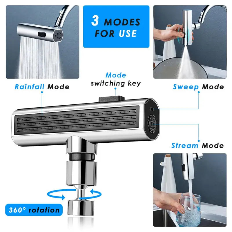 Kitchen Faucet Waterfall Outlet Splash Proof Universal Rotating Bubbler Multifunctional Water Nozzle Extension Kitchen Gadgets Beyond Trends Hub