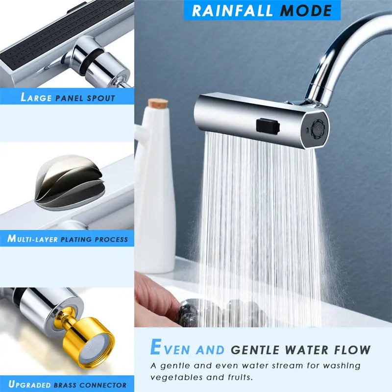 Kitchen Faucet Waterfall Outlet Splash Proof Universal Rotating Bubbler Multifunctional Water Nozzle Extension Kitchen Gadgets Beyond Trends Hub