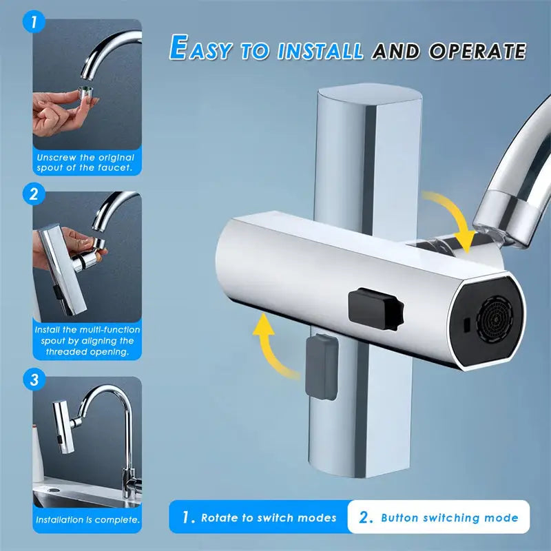 Kitchen Faucet Waterfall Outlet Splash Proof Universal Rotating Bubbler Multifunctional Water Nozzle Extension Kitchen Gadgets Beyond Trends Hub