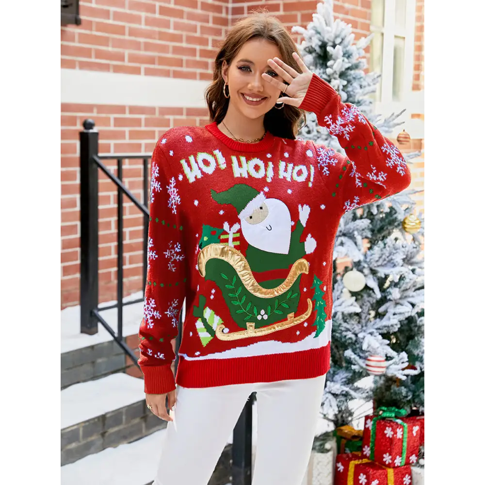 Knited Christmas Sweaters With Santa Claus Patterns Tops Winter Sweet Christmas Snowflake Pullovers For Women Clothes Beyond Trends Hub