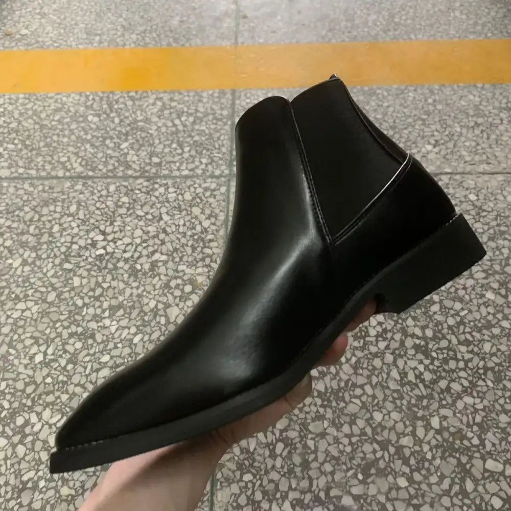 Korean Style Middle High Top Business Formal Wear Plus Size Leather Boots Beyond Trends Hub