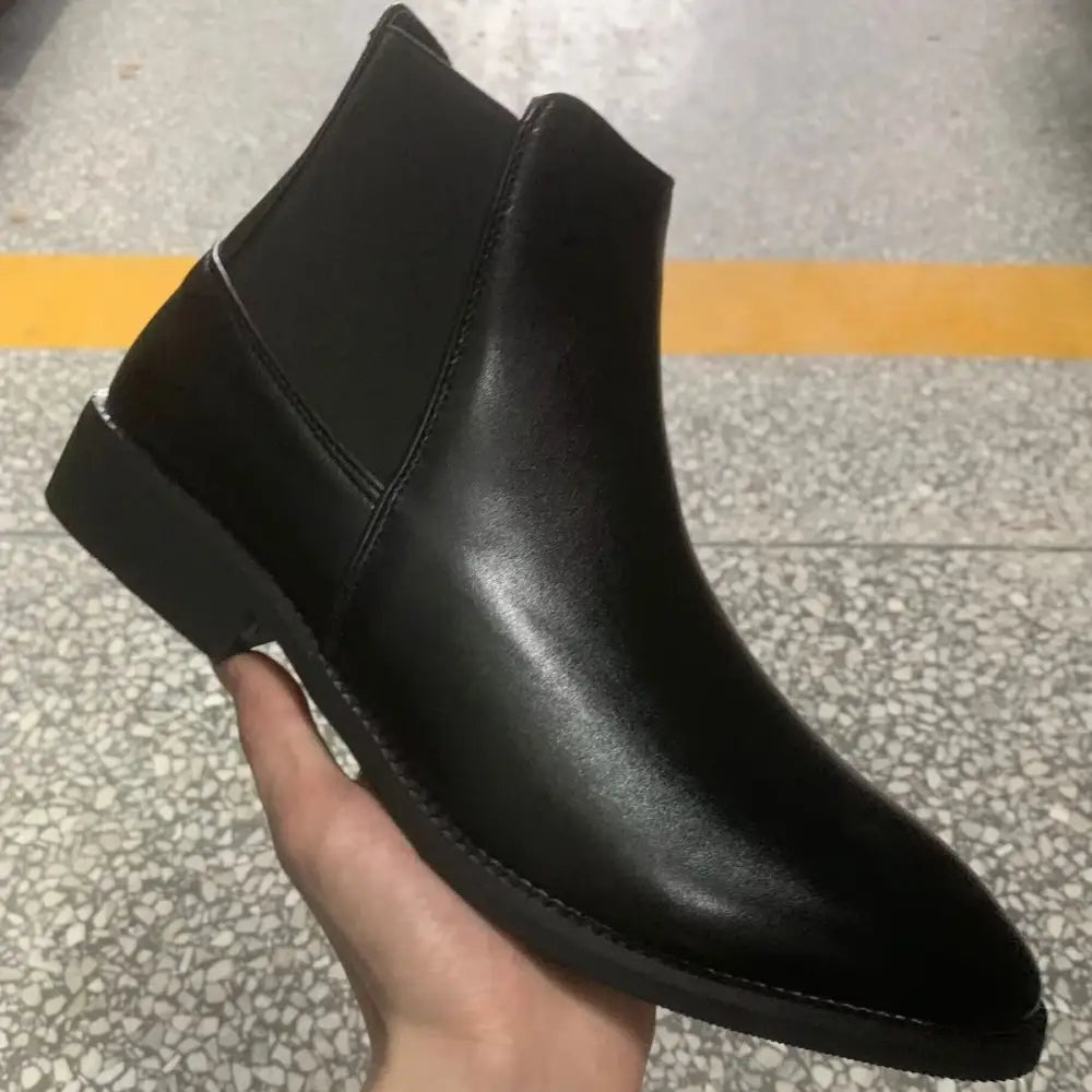 Korean Style Middle High Top Business Formal Wear Plus Size Leather Boots Beyond Trends Hub