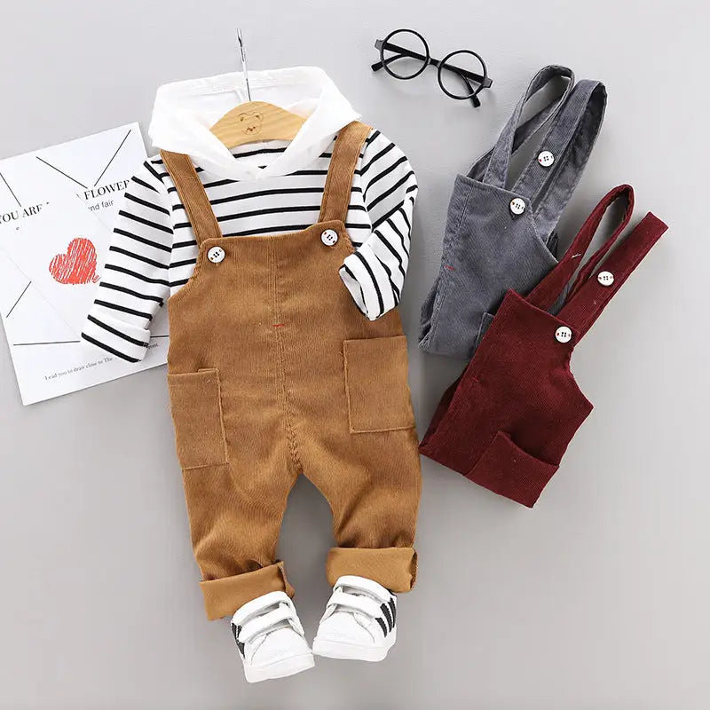 Korean Version Of Cute Children’S Suits Middle And Small Children’S Suits Boys And Children’S Overalls - Khaki / 100cm