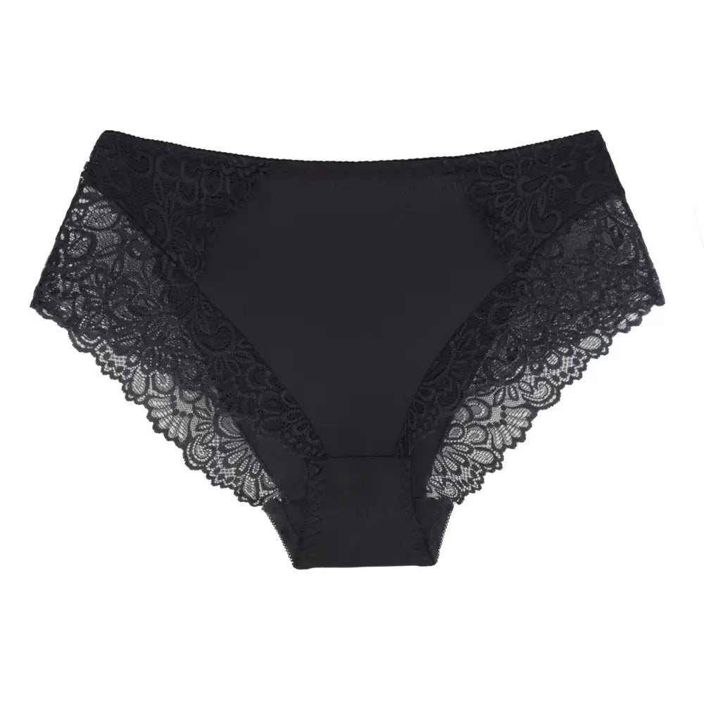 Lace Plus Size Women’s Triangle High Waist Underwear - Black / M