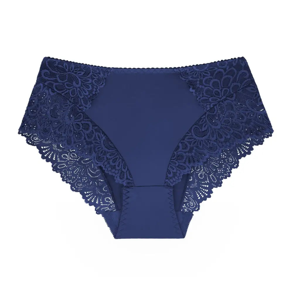 Lace Plus Size Women’s Triangle High Waist Underwear - Blue / M