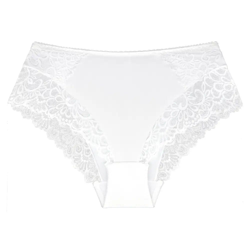 Lace Plus Size Women’s Triangle High Waist Underwear - White / M