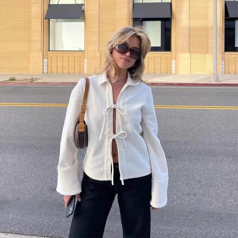 Lace-up Cardigan Single Wear Women's Jackets Beyond Trends Hub