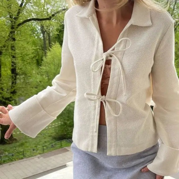 Lace-up Cardigan Single Wear Women's Jackets Beyond Trends Hub