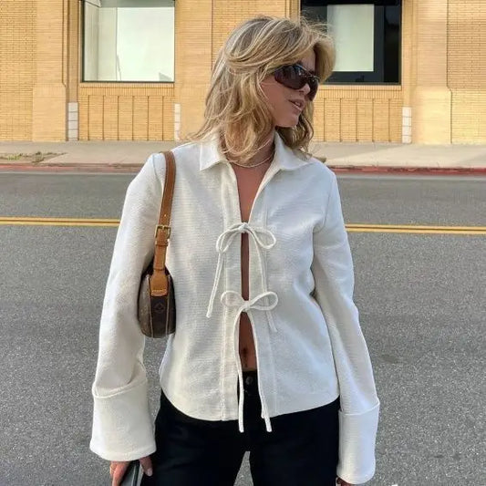 Lace-up Cardigan Single Wear Women's Jackets Beyond Trends Hub