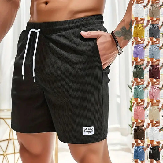Lace-up Drawstring Shorts Summer Corduroy Sports Short Pants Mens Clothing - Beyond Trends Hub 