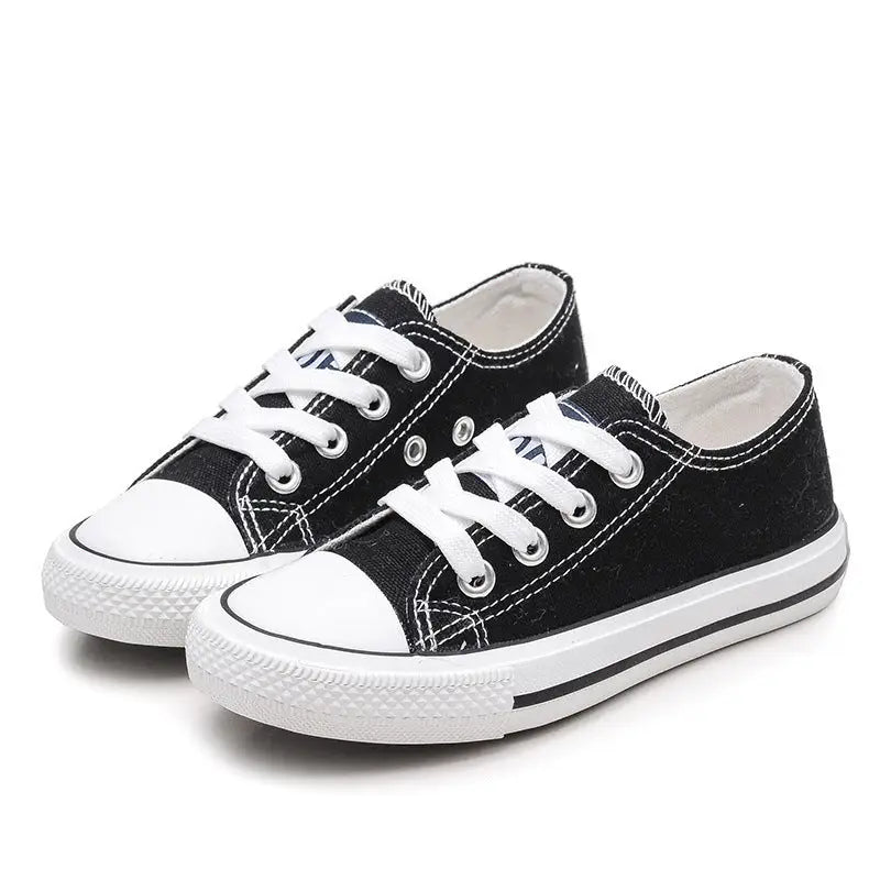 Lace-Up White Shoes For Boys And Girls - Black / 20