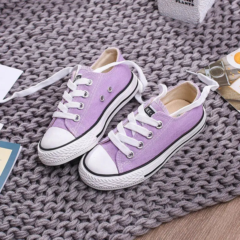 Lace-Up White Shoes For Boys And Girls - Purple / 20