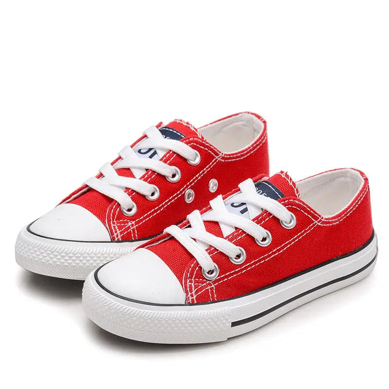 Lace-Up White Shoes For Boys And Girls - Red / 20