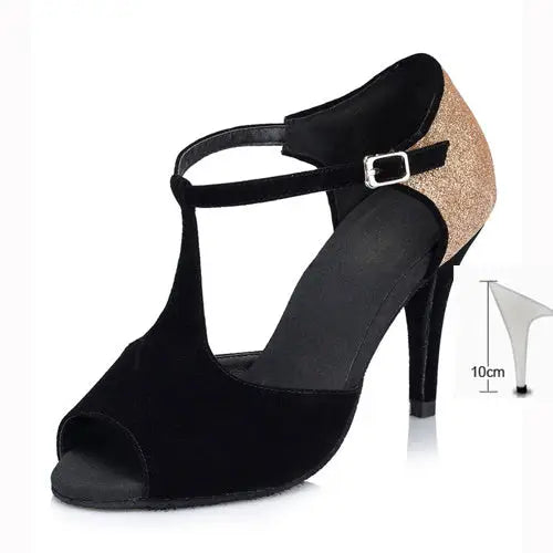 Ladies Buckle Latin Dance Shoes - 10cm / 33