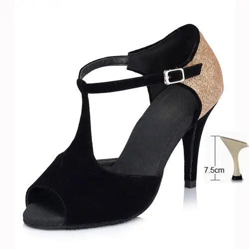 Ladies Buckle Latin Dance Shoes - 7.5cm / 34