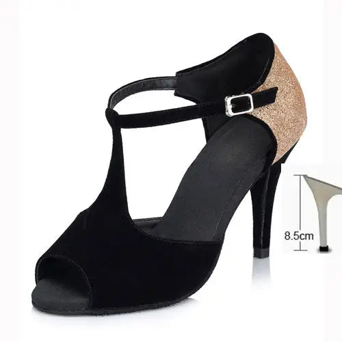 Ladies Buckle Latin Dance Shoes - 8.5cm / 38