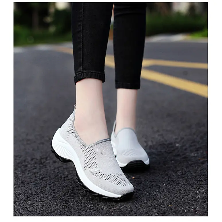 Ladies Casual Sports Mom Shoes Rocking Shoes - Gray / 35