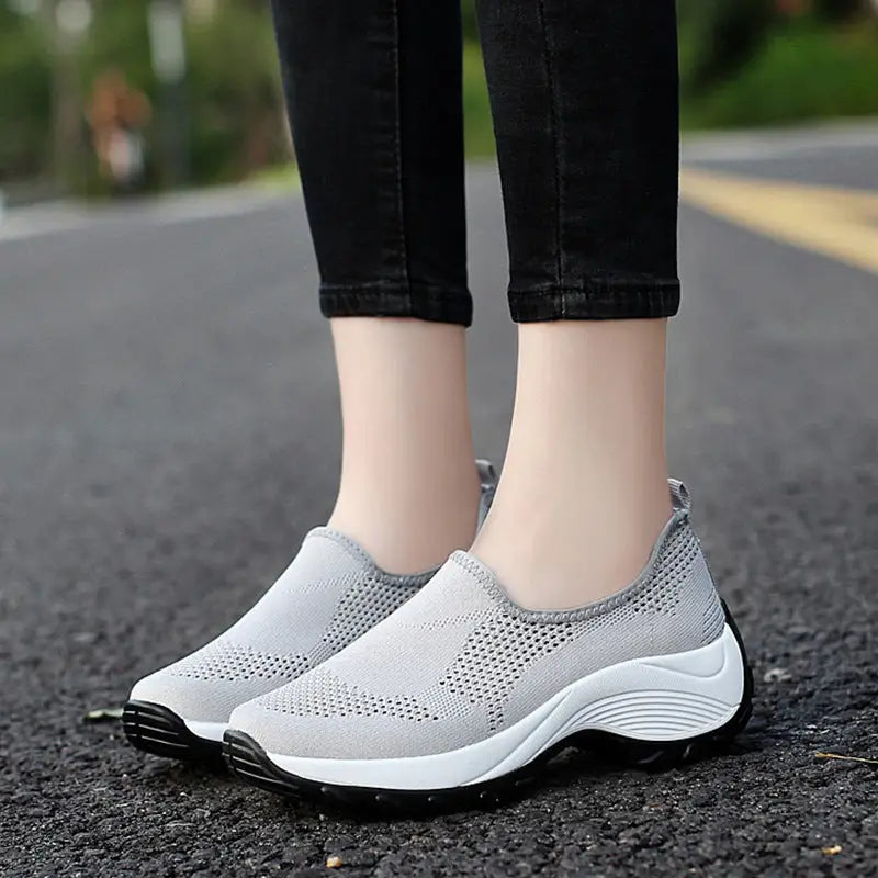 Ladies Casual Sports Mom Shoes Rocking Shoes - Gray / 41