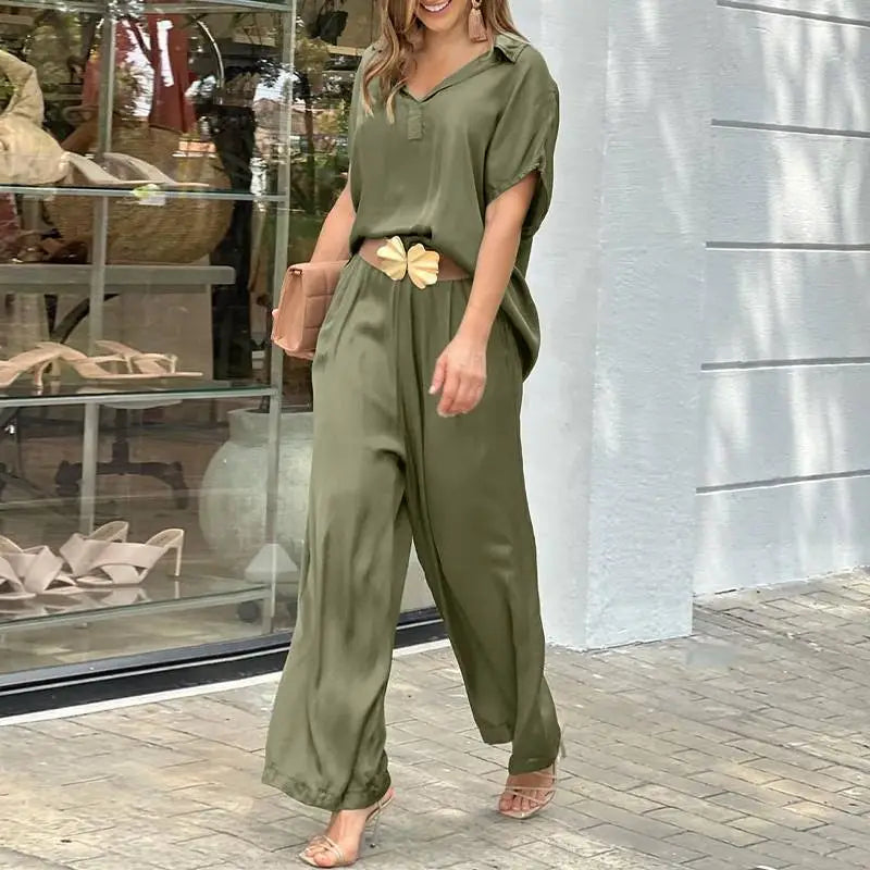 Ladies Elegant 2 Piece Shirts Wide Leg Pants Fashion Beyond Trends Hub