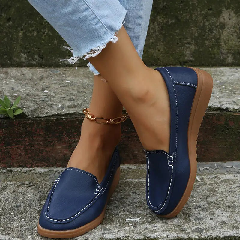 Ladies Fashion Personality Soft Sole Peas Shoes - Blue / 35