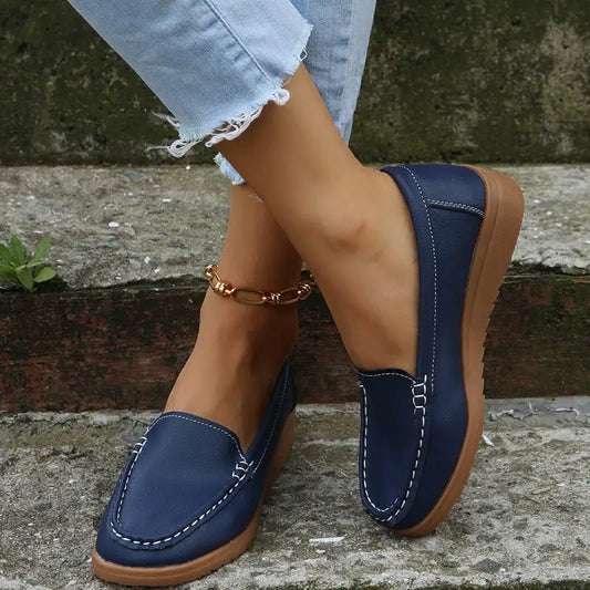 Ladies Fashion Personality Soft Sole Peas Shoes - Blue / 35