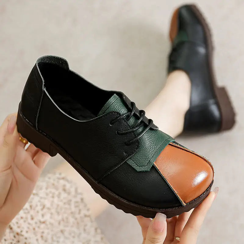 Ladies Flat Large Size Comfortable Tendon Sole Shoes - Black / 35