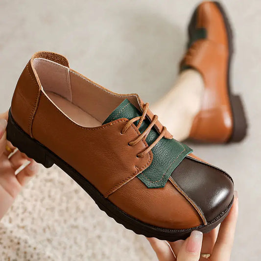 Ladies Flat Large Size Comfortable Tendon Sole Shoes - Brown / 35
