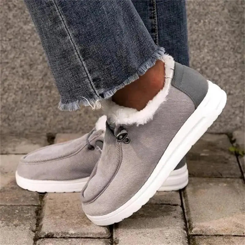 Ladies flat warm cotton shoes - Grey / 41