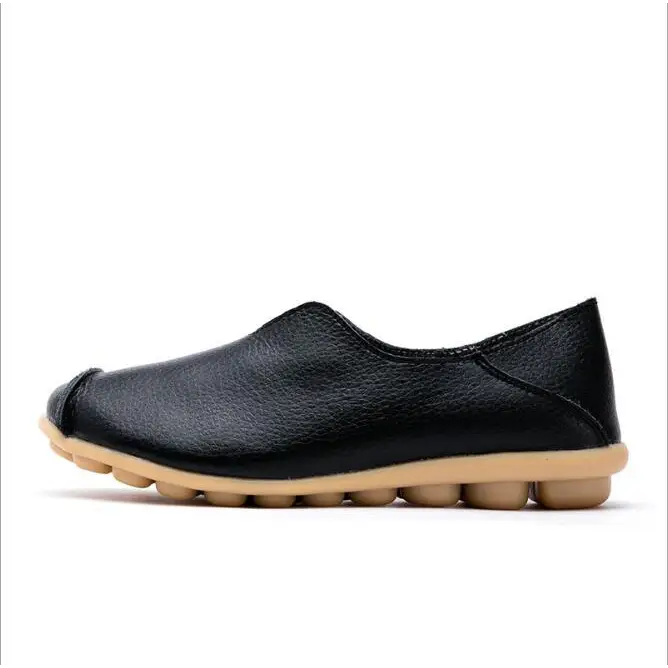 Ladies Flats Shoes Women Genuine Leather Shoes - Black / 44