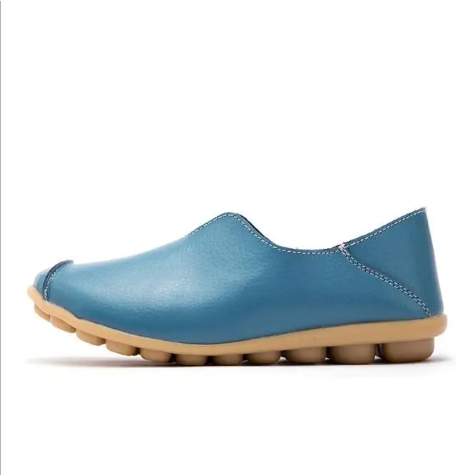 Ladies Flats Shoes Women Genuine Leather Shoes - Blue / 44