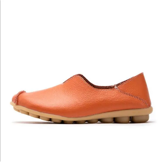 Ladies Flats Shoes Women Genuine Leather Shoes - Orange / 38
