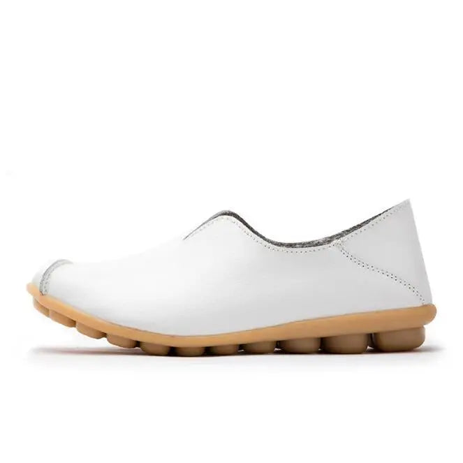 Ladies Flats Shoes Women Genuine Leather Shoes - White / 44