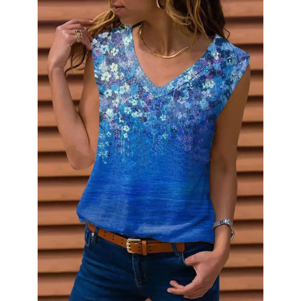 Ladies Floral Vest Sleeveless T-shirt Beyond Trends Hub