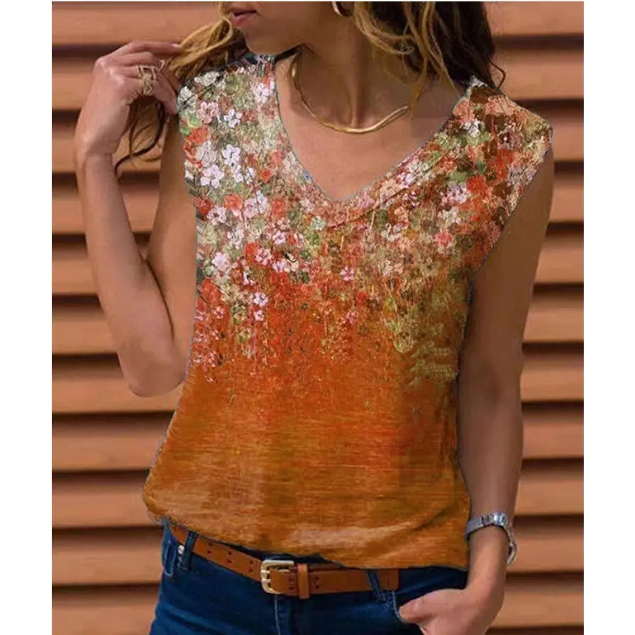 Ladies Floral Vest Sleeveless T-shirt Beyond Trends Hub