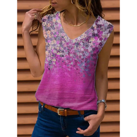 Ladies Floral Vest Sleeveless T-shirt Beyond Trends Hub