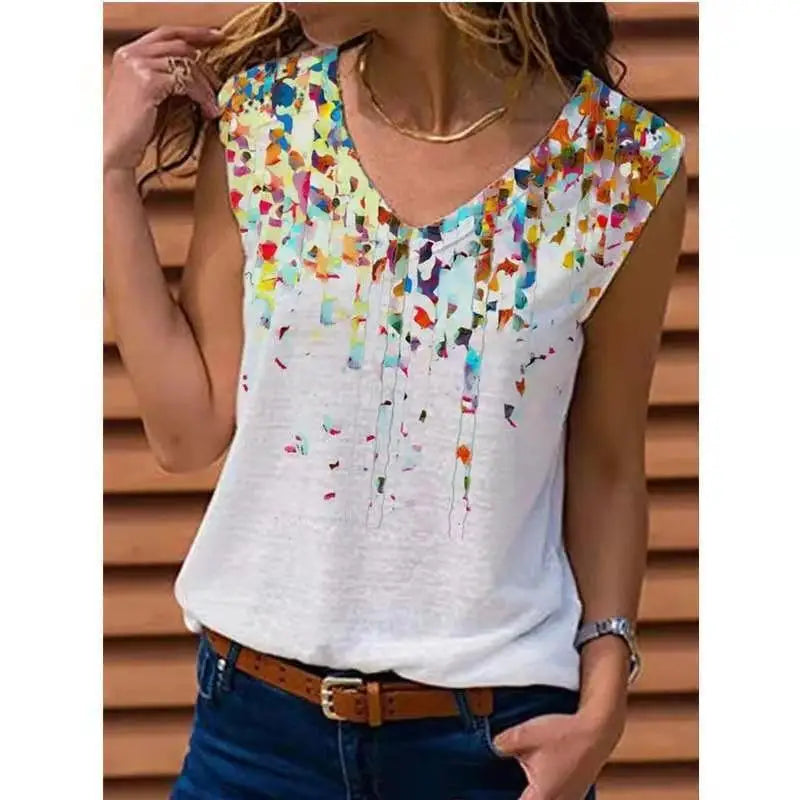 Ladies Floral Vest Sleeveless T-shirt Beyond Trends Hub