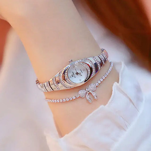 Ladies Gold Watch Diamond Wristwatch Female Fashion Bracelet Watches Women Full Diamond Watch - Beyond Trends Hub 