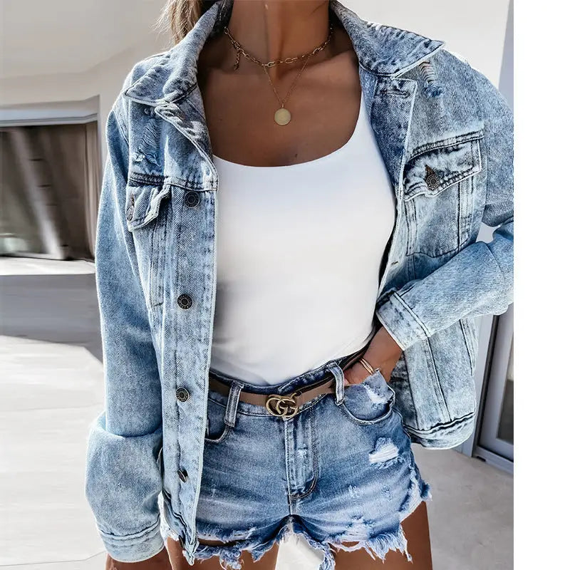 Ladies High Waist Ripped Washed Tassel Sexy Slim Fit Slimming Denim Shorts Beyond Trends Hub
