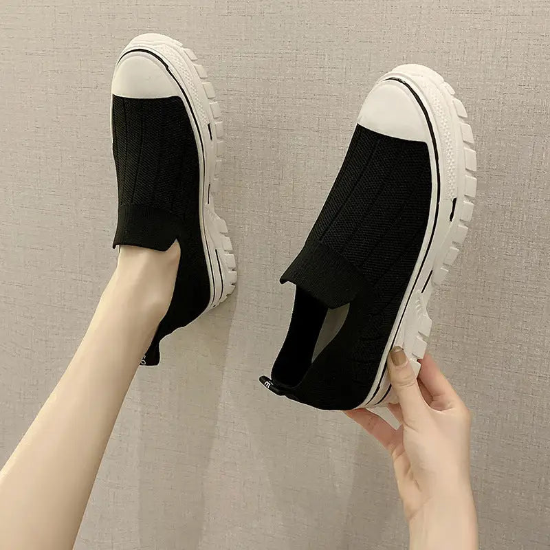 Ladies Mesh Casual Shoes With Increased Breathability - Black / 35