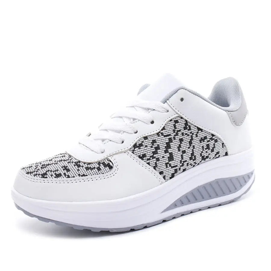 Ladies platform casual shoes - 5083 white gray / 38