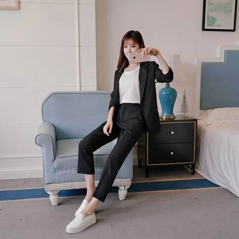 Ladies Professional Suits Women’s Formal Two-Piece Suits - Black / S