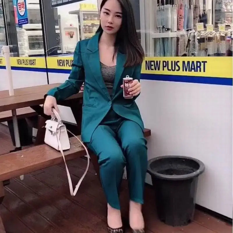Ladies Professional Suits Women’s Formal Two-Piece Suits - Dark Green / S