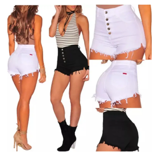 Ladies Ripped High Waist Denim Shorts Women Hot Pants - Beyond Trends Hub 